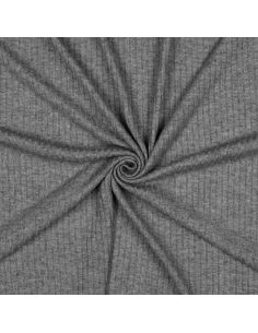 Tissu maille tricot côtelé lurex - Gris argenté