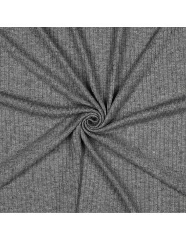 Tissu maille tricot côtelé lurex - Gris argenté