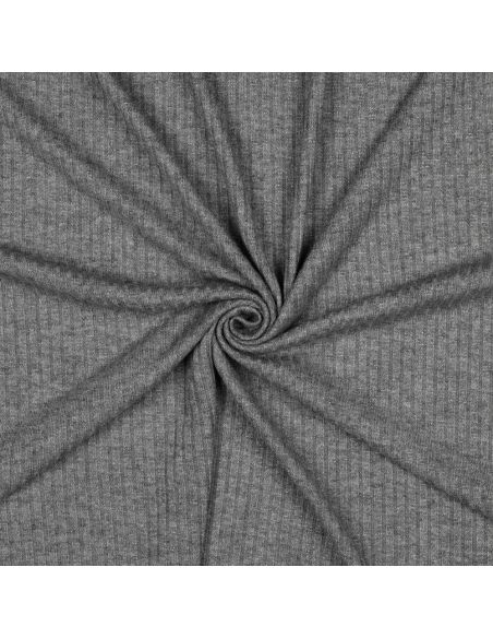 Tissu maille tricot côtelé lurex - Gris argenté