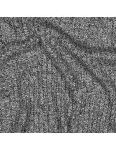Tissu maille tricot côtelé lurex - Gris argenté