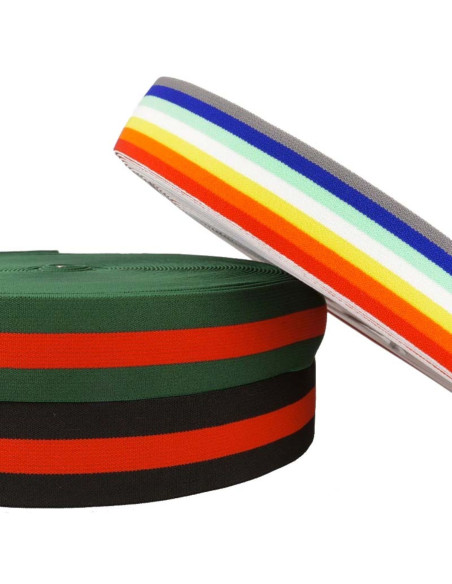 Elastique fantaisie rayé arc en ciel 40 mm