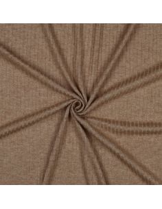 Tissu maille tricot côtelé lurex - Beige doré