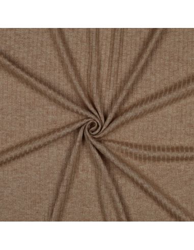 Tissu maille tricot côtelé lurex - Beige doré