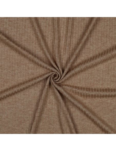 Tissu maille tricot côtelé lurex - Beige doré