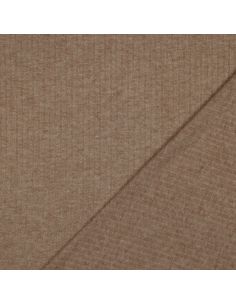 Tissu maille tricot côtelé lurex - Beige doré 2