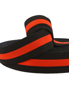 Elastique fantaisie rayé noir et rouge 40 mm