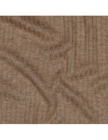 Tissu maille tricot côtelé lurex - Beige doré
