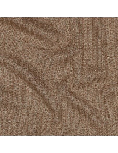 Tissu maille tricot côtelé lurex - Beige doré