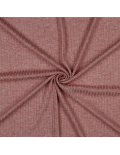 Tissu maille tricot côtelé lurex - Rose doré