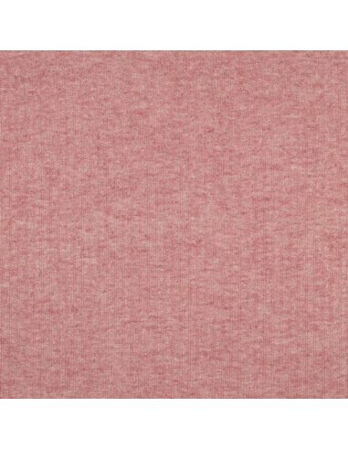 Tissu maille tricot côtelé lurex - Rose doré