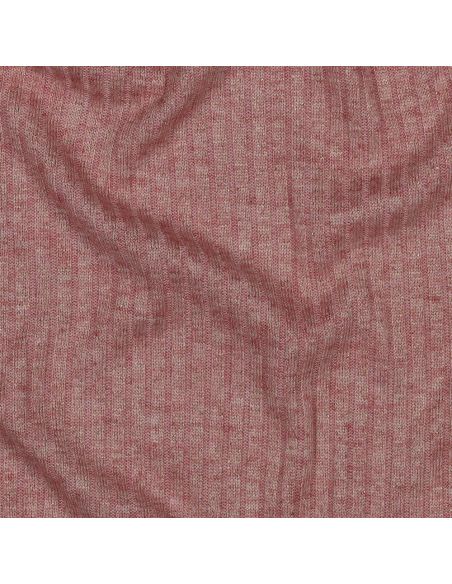 Tissu maille tricot côtelé lurex - Rose doré