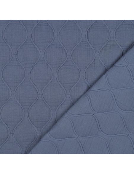Tissu matelassé double gaze - Bleu jeans