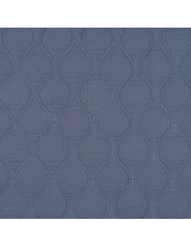 Tissu matelassé double gaze - Bleu jeans