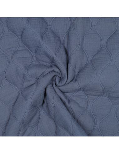 Tissu matelassé double gaze - Bleu jeans