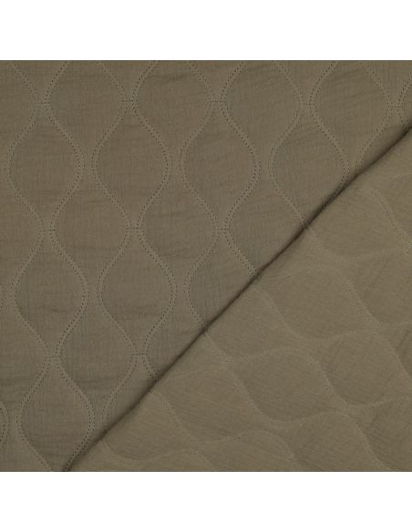 Tissu matelassé double gaze - Kaki