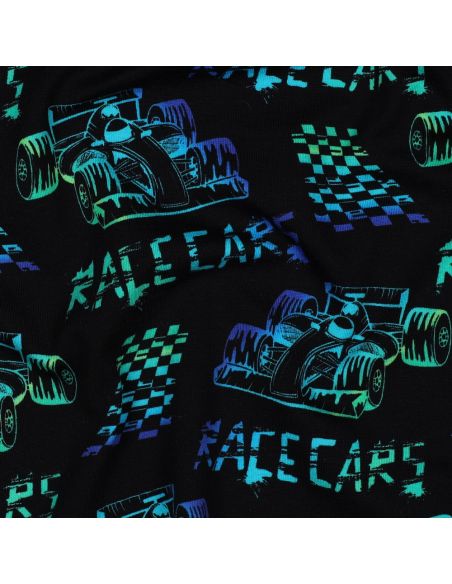 Tissu jersey imprimé Race cars - Fond noir