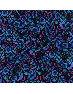 Tissu jersey imprimé Clara - Fond noir