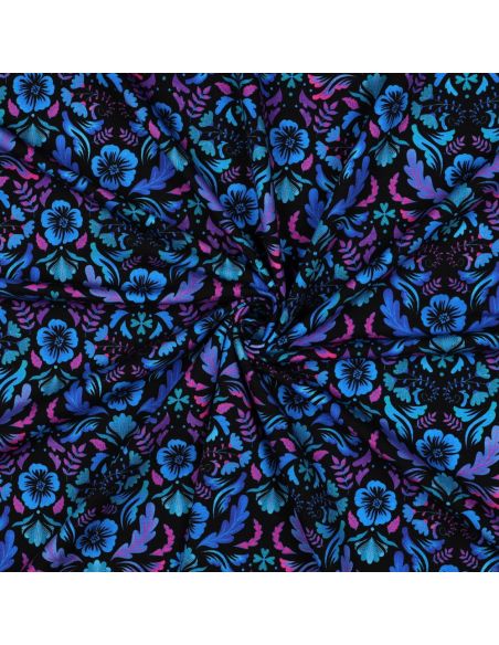 Tissu jersey imprimé Clara - Fond noir