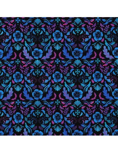 Tissu jersey imprimé Clara - Fond noir