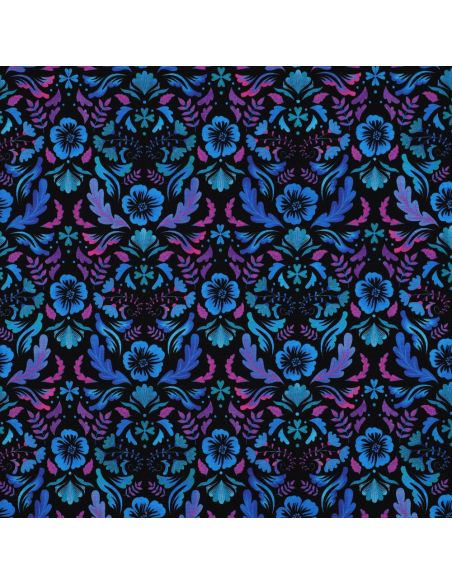 Tissu jersey imprimé Clara - Fond noir