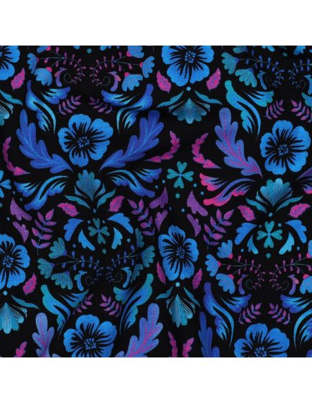 Tissu jersey imprimé Clara - Fond noir
