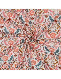 Tissu jersey imprimé Clara - Fond blanc