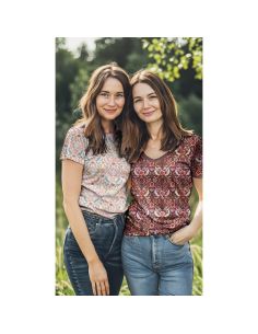 Tissu jersey imprimé Clara - Fond blanc 2