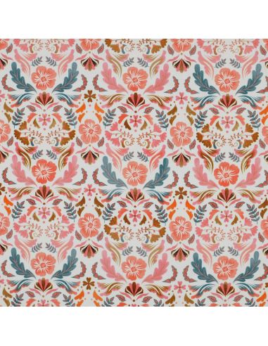 Tissu jersey imprimé Clara - Fond blanc