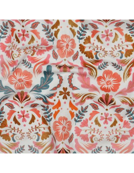 Tissu jersey imprimé Clara - Fond blanc