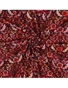 Tissu jersey imprimé Clara - Fond rouge
