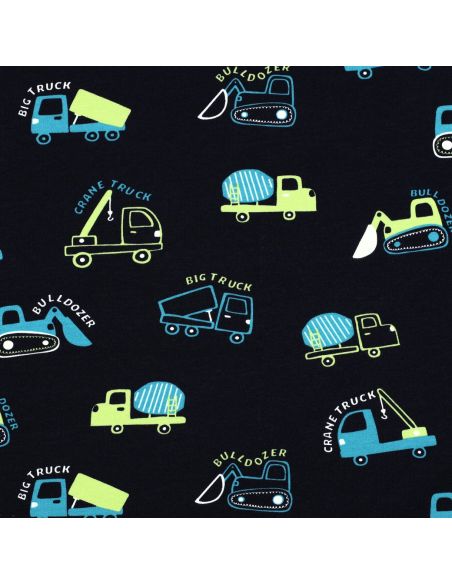 Tissu sweat léger engins de chantier - Bleu marine