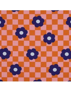 Tissu sweat léger fleurs - Orange 2