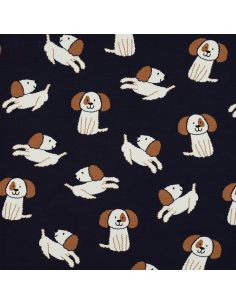 Tissu sweat léger chiens - Bleu marine 2
