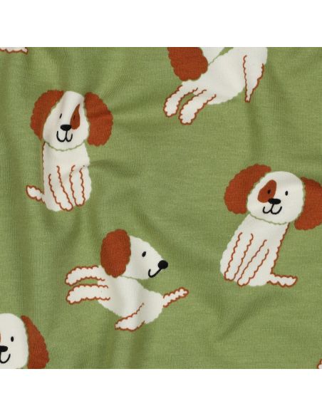 Tissu sweat léger chiens - Vert