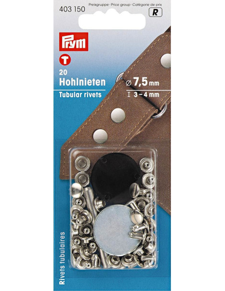 Set de 20 rivets tubulaires avec outil de perçage 3-4 mm
