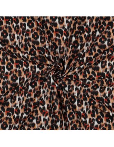 Tissu viscose lurex - Animal marron