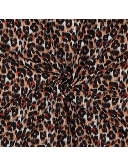 Tissu viscose lurex - Animal marron
