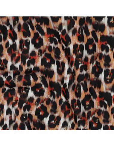 Tissu viscose lurex - Animal marron