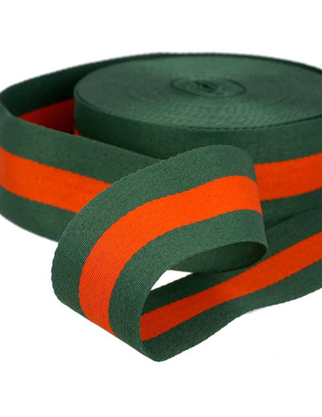Galon stripes 40 mm - Vert et rouge