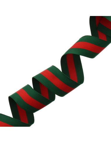 Galon stripes 40 mm - Vert et rouge