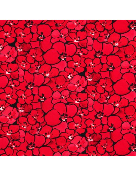 Tissu jersey viscose - Coquelicots