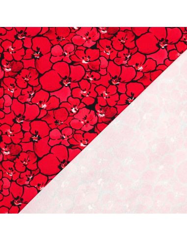 Tissu jersey viscose - Coquelicots