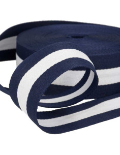 Galon stripes 40 mm - Bleu marine et blanc