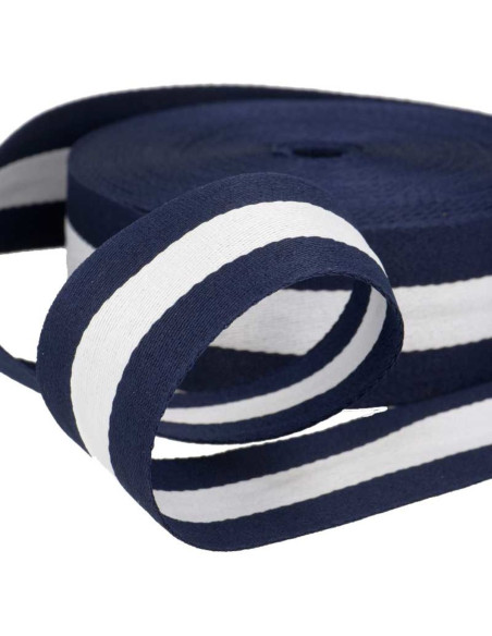 Galon stripes 40 mm - Bleu marine et blanc