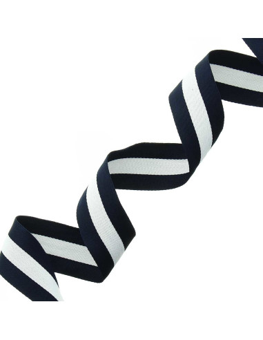 Galon stripes 40 mm - Bleu marine et blanc