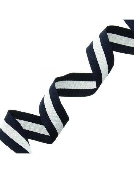 Galon stripes 40 mm - Bleu marine et blanc