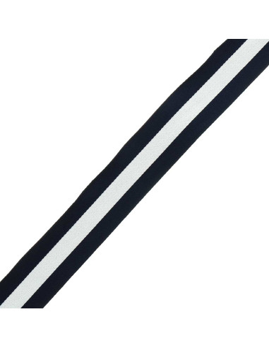 Galon stripes 40 mm - Bleu marine et blanc
