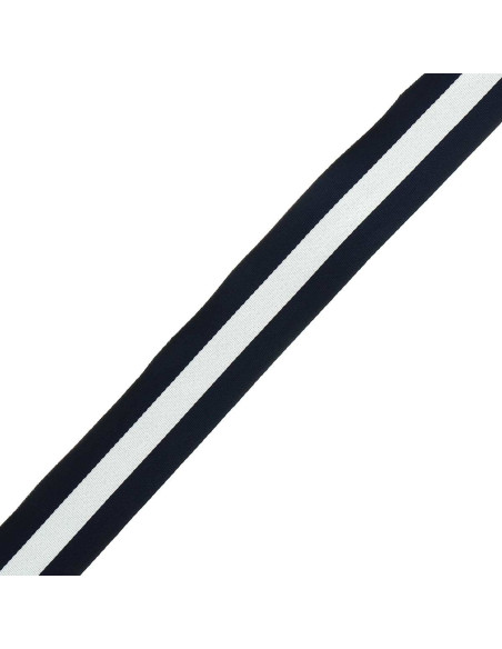 Galon stripes 40 mm - Bleu marine et blanc