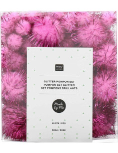 Set de 60 pompons brillants - Rose 2