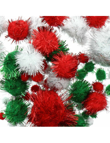 Set de 60 pompons brillants - Noël